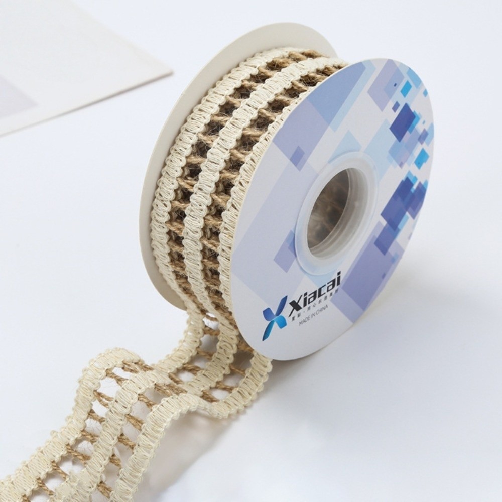 Twine Jute Natural - อุปกรณ์เย็บผ้า ริบบิ้นผ้ากระสอบสไตล์โบโฮ DIY ริบบิ้นเชือกป่านธรรมชาติแบบชนบท ลายฉลุ งานลูกไม้ผ้ากระสอบทำมือสำหรับงานแต่งงาน